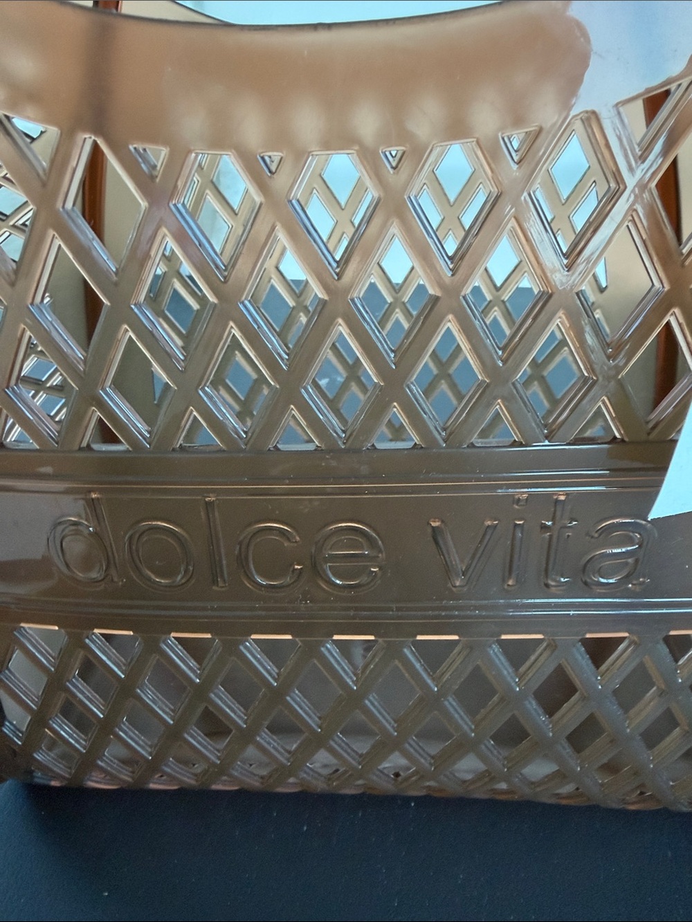 NWT Dolce Vita Amber Brown Lattice Clear Tote - Picture 4 of 4